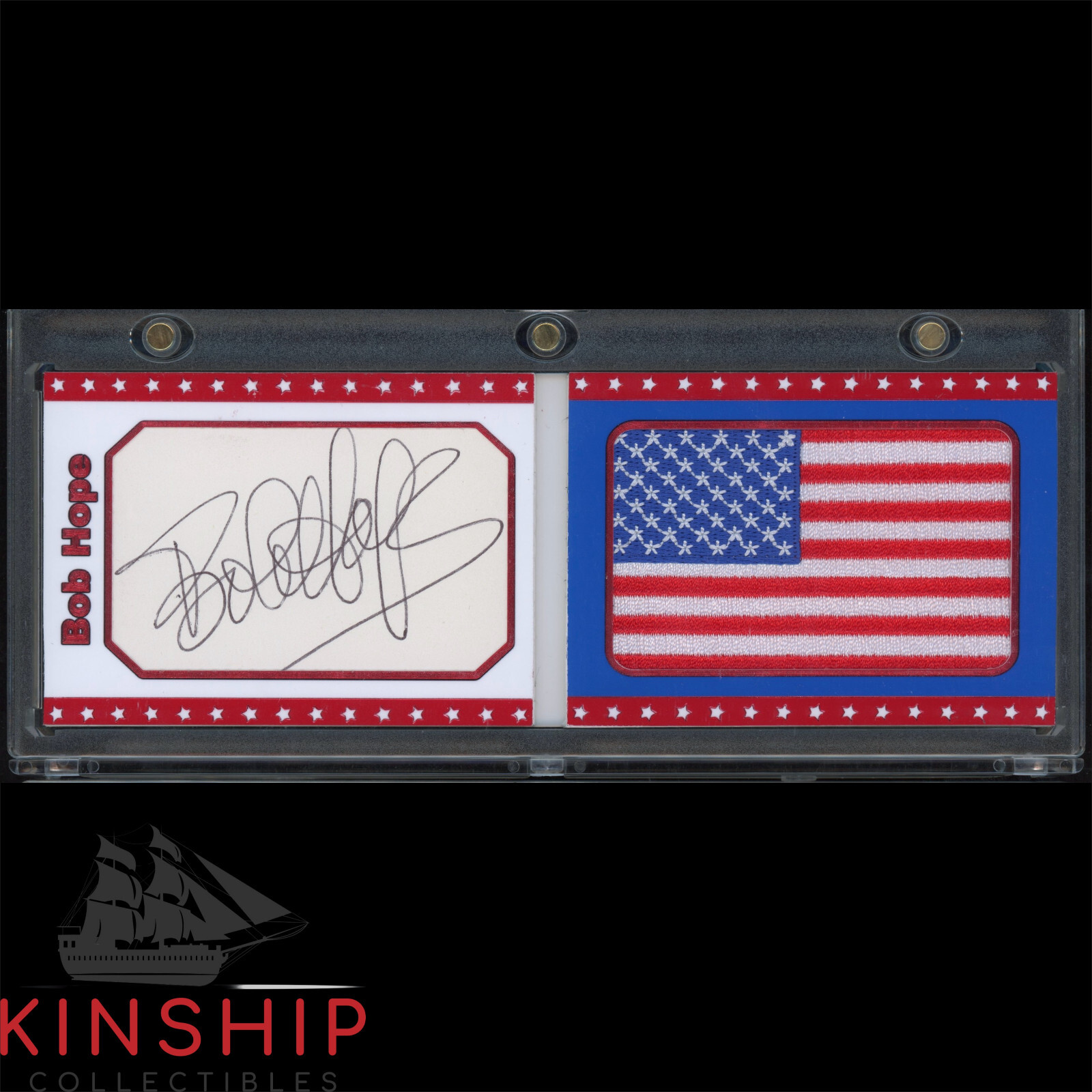 Bob Hope signed Cut Custom Flag Patch Booklet JSA COA Auto Z1843
