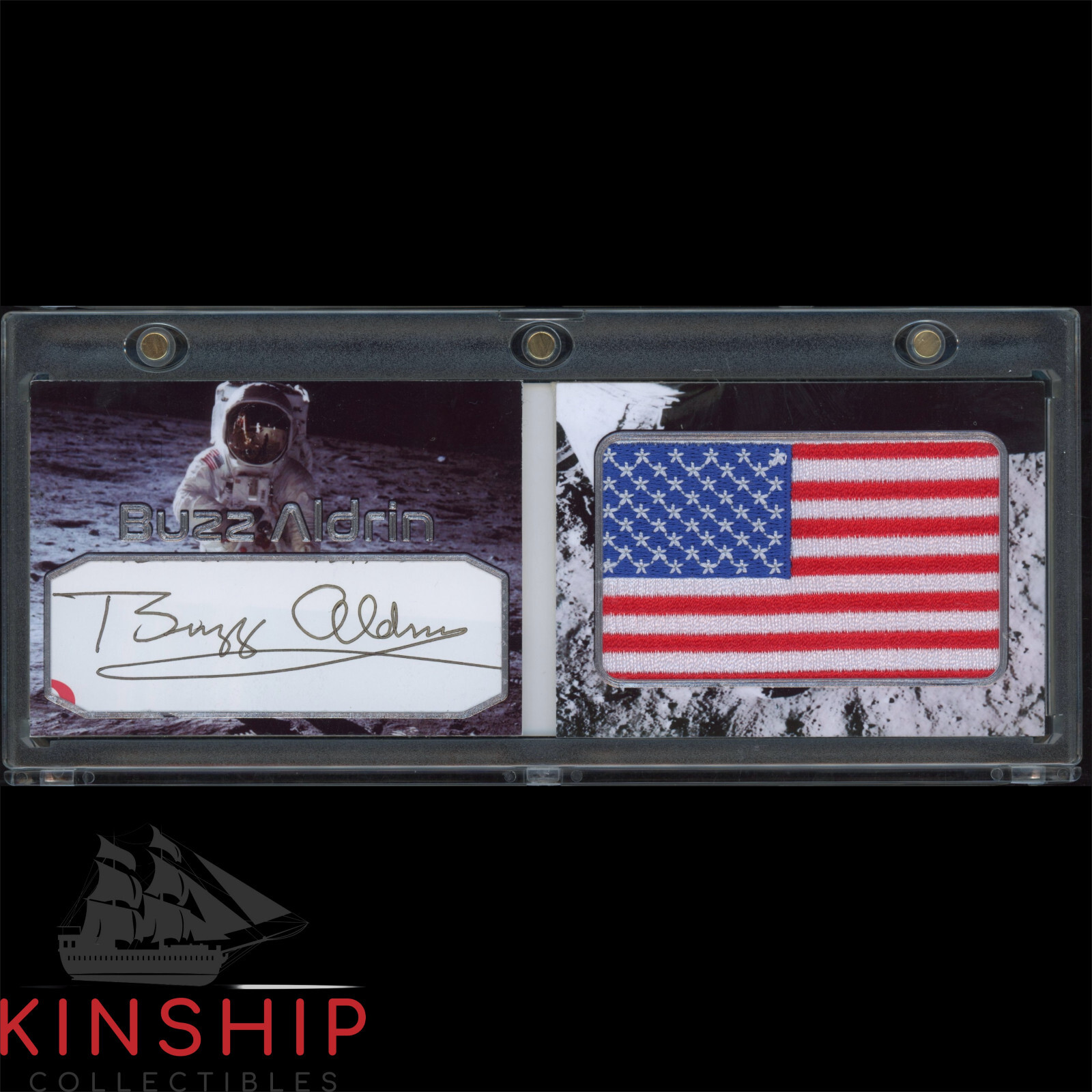Buzz Aldrin signed Cut Custom Flag Patch Booklet JSA COA Apollo 11 Auto Z1845