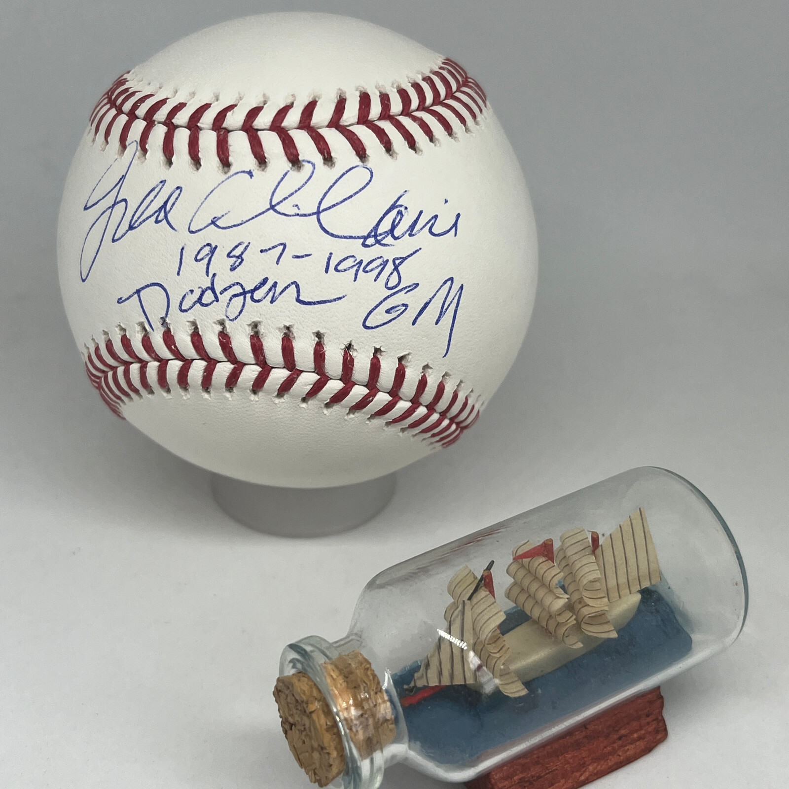 Fred Claire signed Rawlings OML Baseball JSA COA Inscribed Auto Dodgers GM A3357