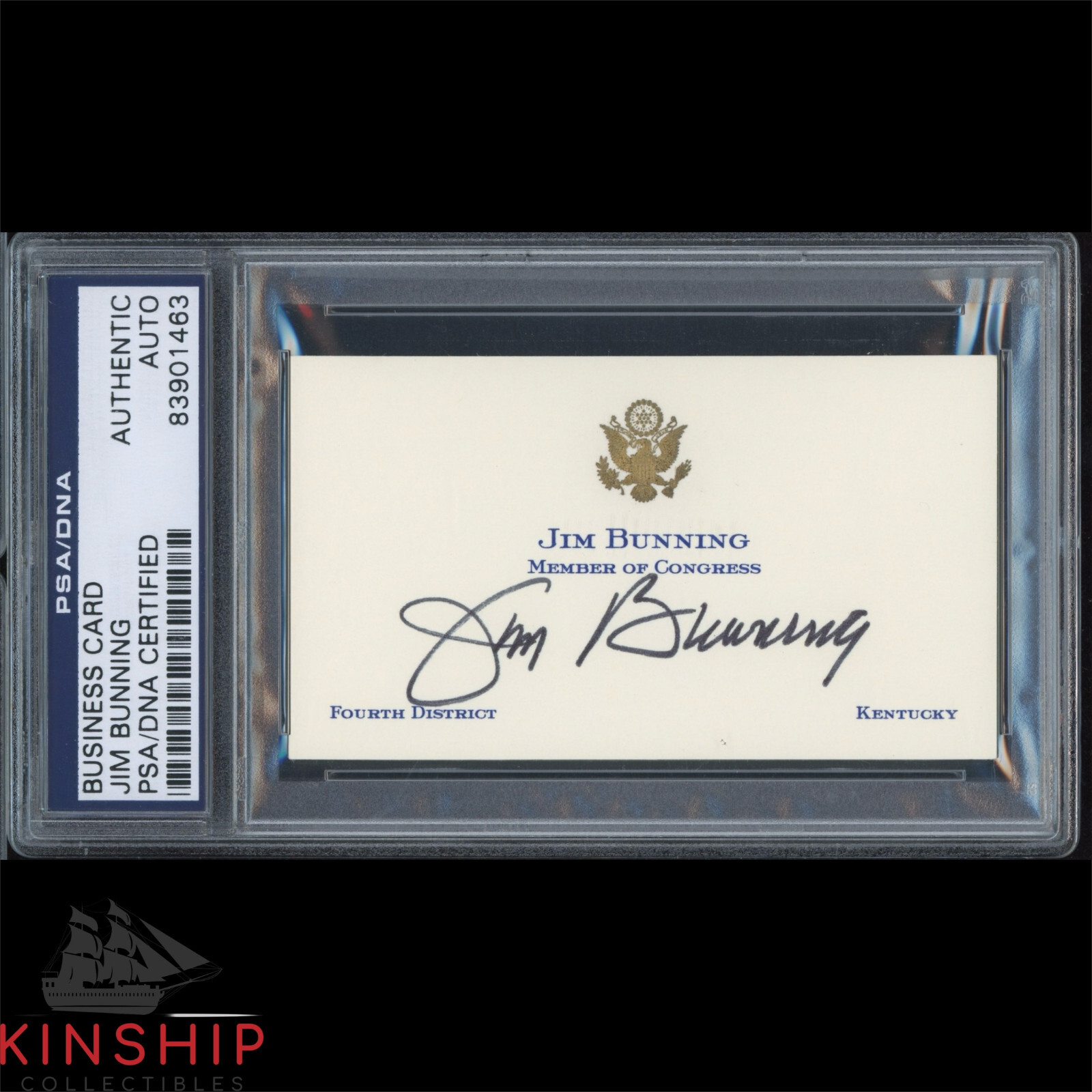 Jim Bunning signed Member of Congress Business Card PSA DNA Slab HOF Auto C2156
