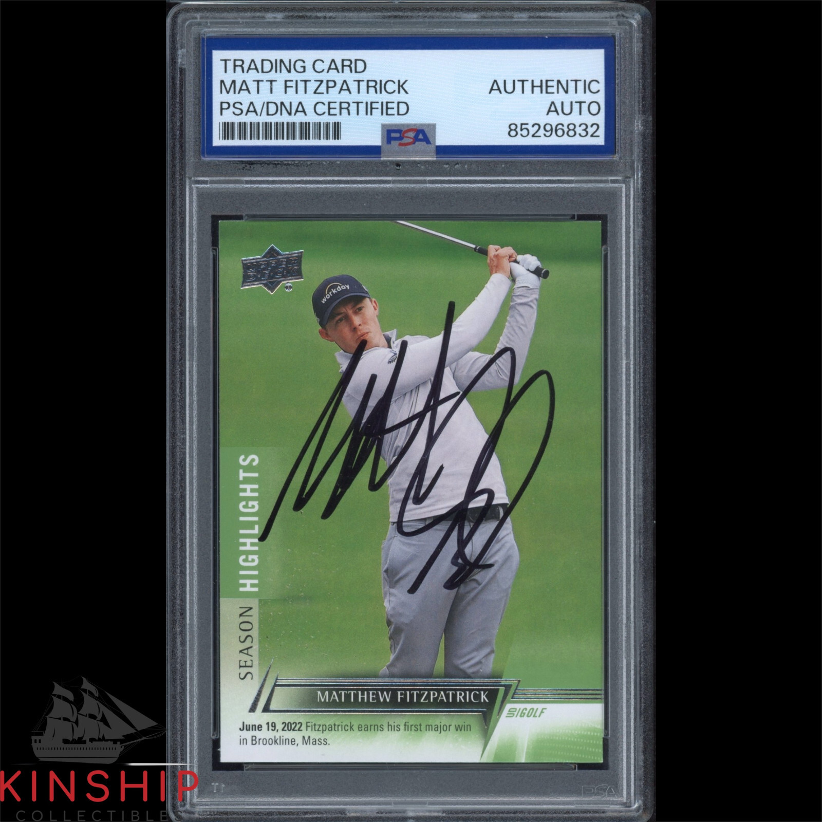 Matt Fitzpatrick signed 2024 Upper Deck Trading Card PSA DNA Slab Golf C3225