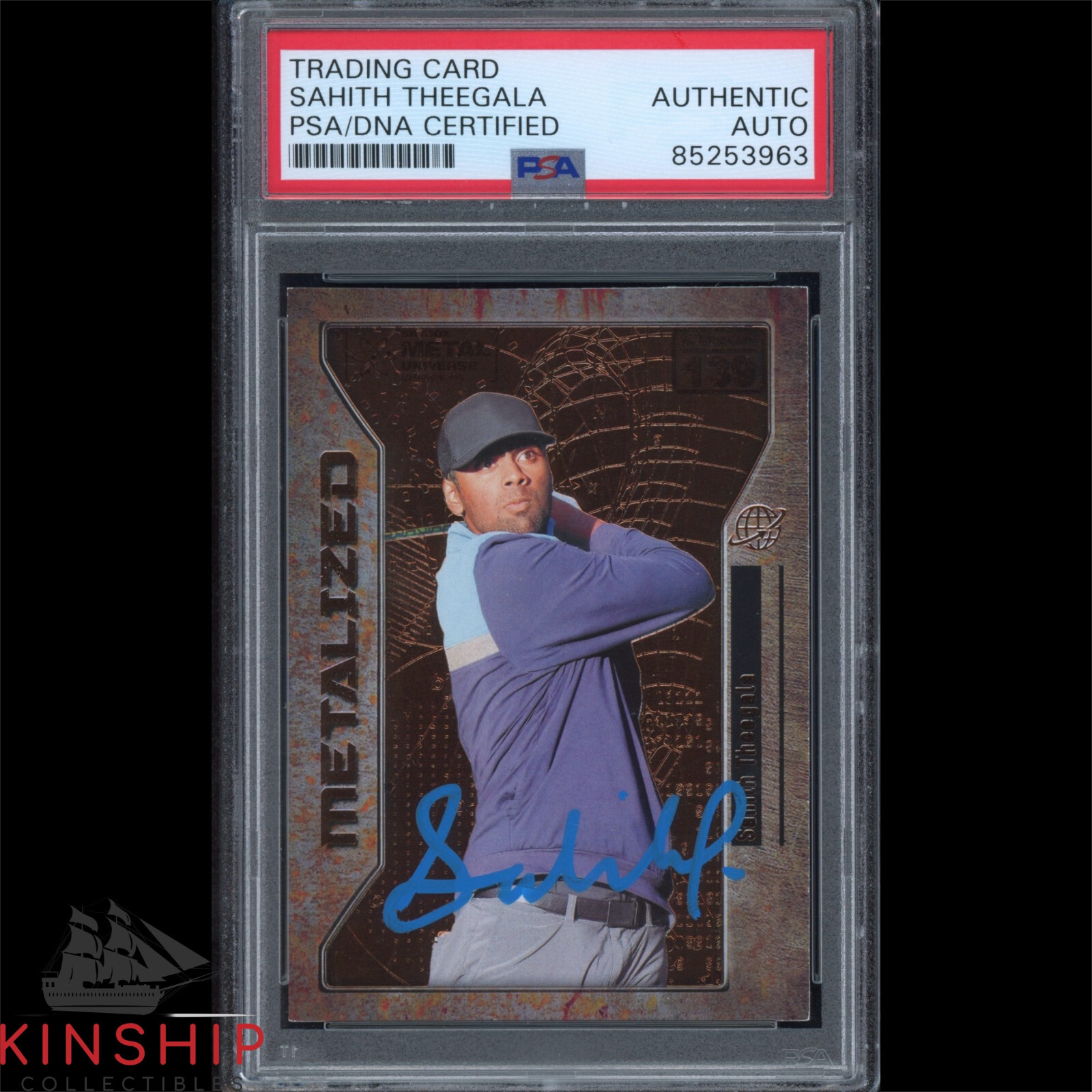 Sahith Theegala signed 2021 Skybox Metal Card PSA DNA Slabbed Masters Auto C3236