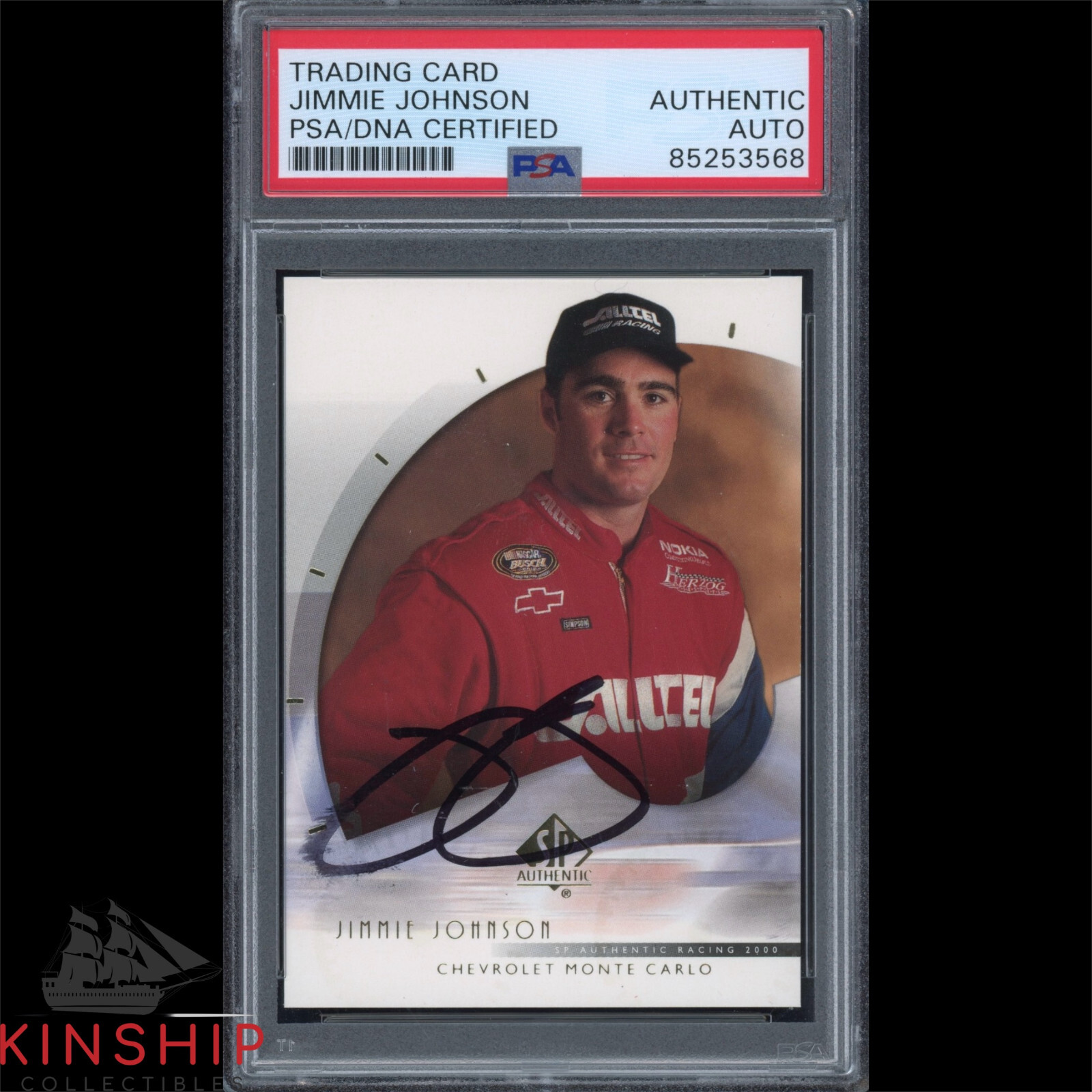 Jimmie Johnson signed 2000 Upper Deck SP Rookie Card PSA DNA Slab Auto C3210