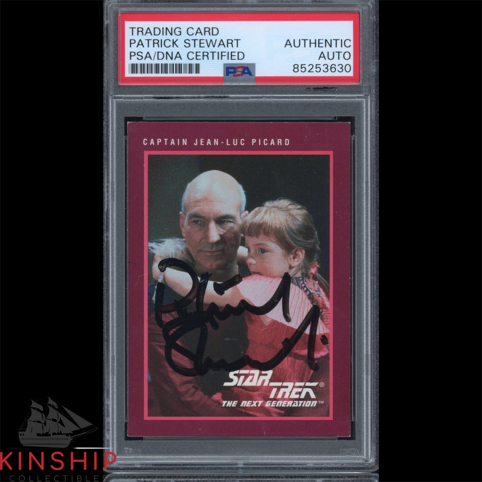 Patrick Stewart signed 1991 Impel Trading Card PSA DNA Slab Star Trek Auto C3208