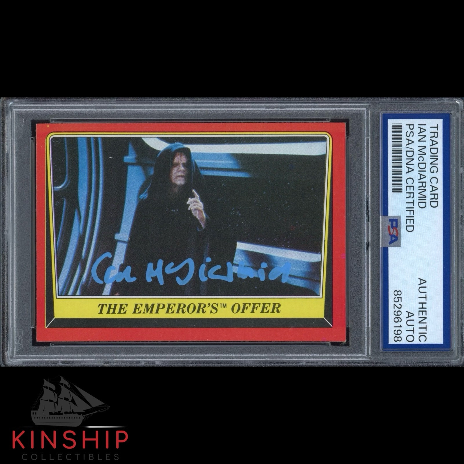 Ian McDiarmid signed 1983 Topps Trading Card PSA DNA Slab Star Wars Auto C3157