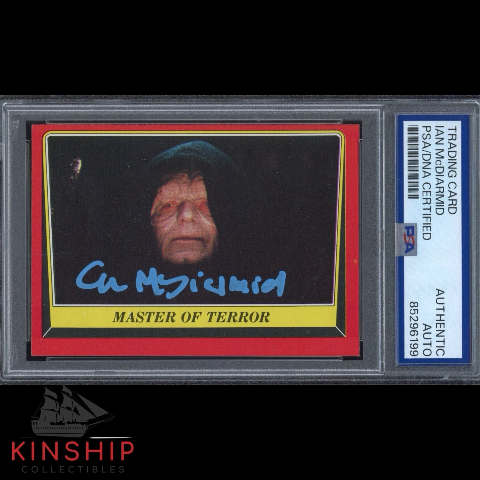 Ian McDiarmid signed 1983 Topps Trading Card PSA DNA Slab Star Wars Auto C3158