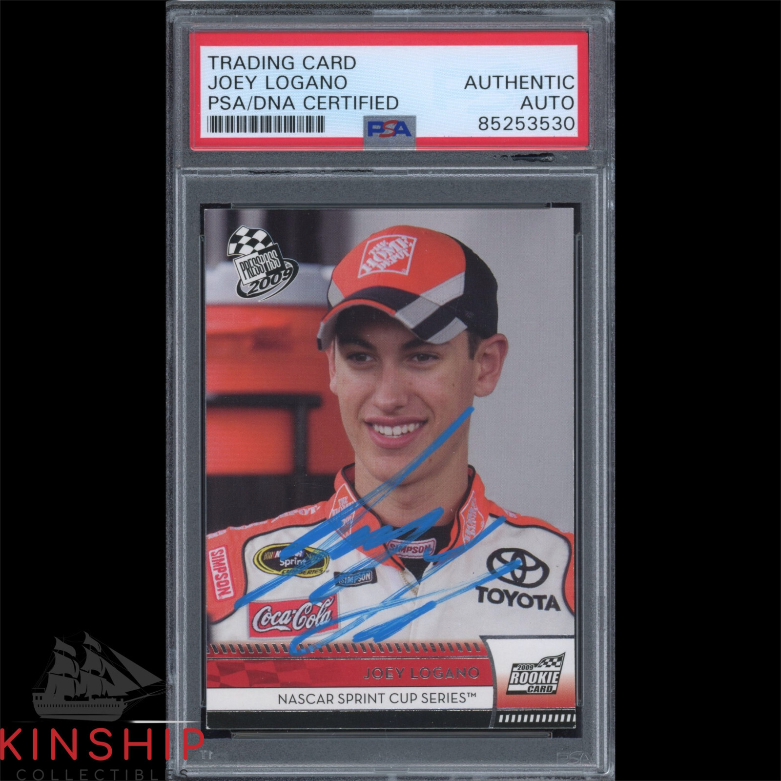 Joey Logano signed 2009 Press Pass Rookie Card PSA DNA Nascar Auto C3272