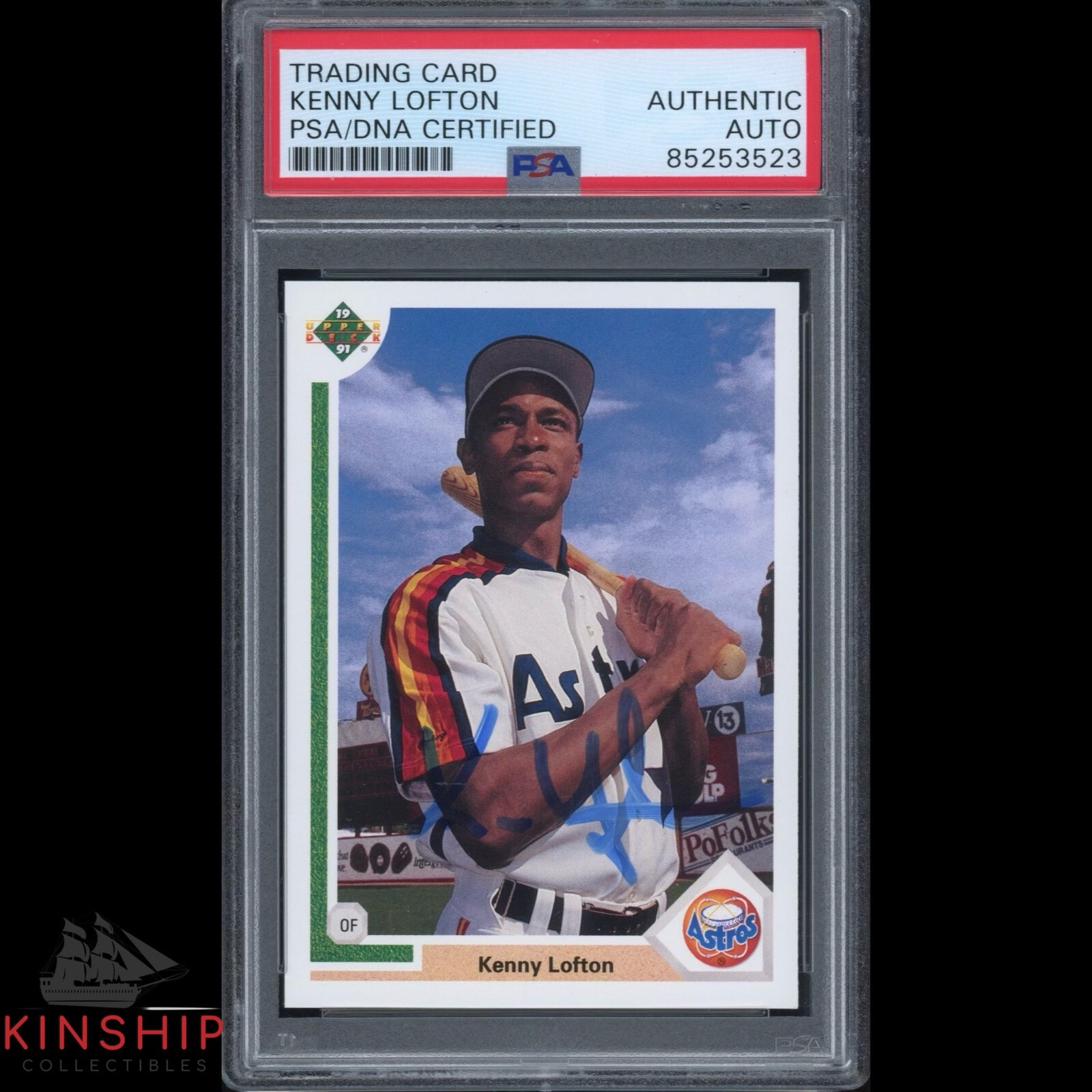 Kenny Lofton signed 1991 Upper Deck Trading Card PSA DNA Slabbed Auto C3166