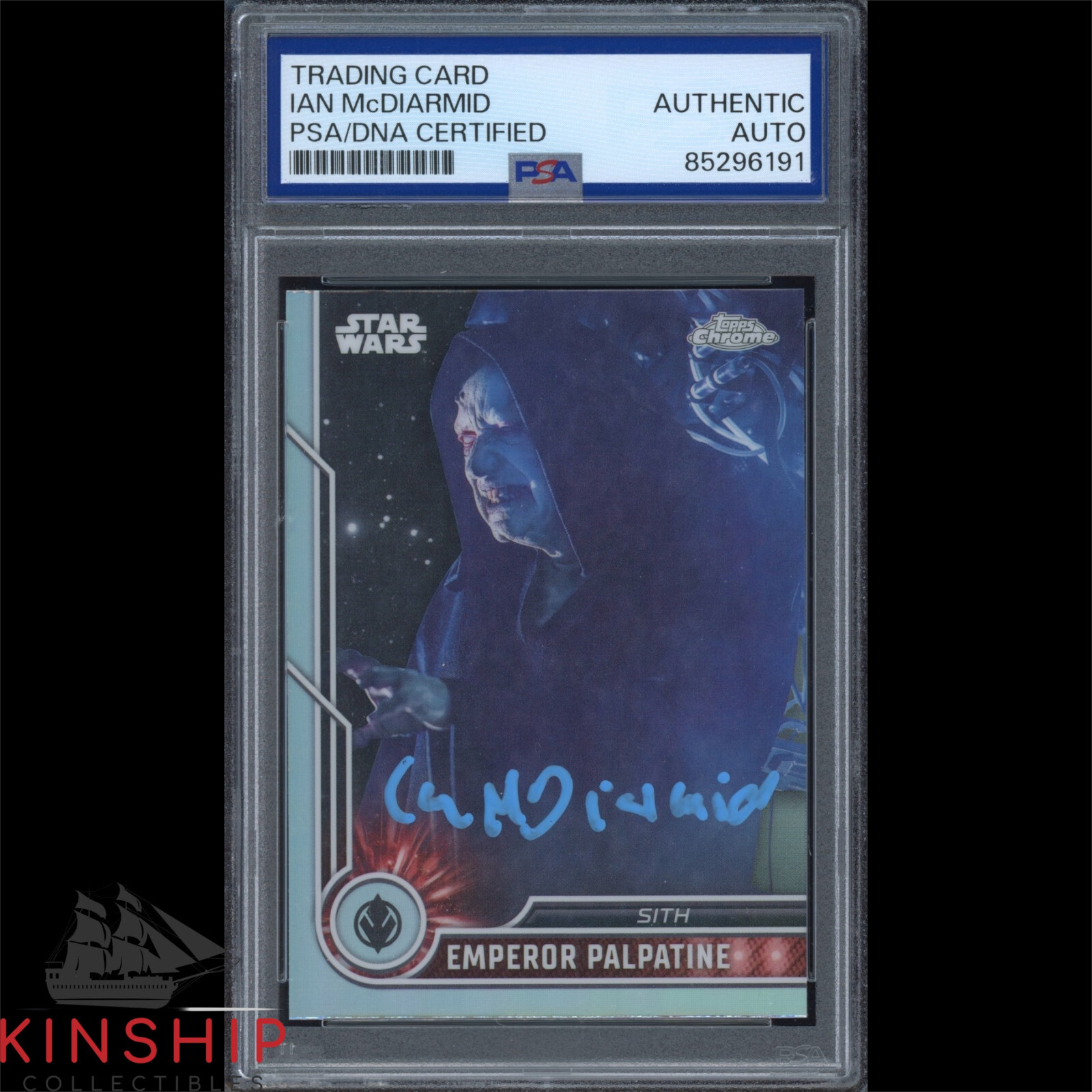 Ian McDiarmid signed 2023 Topps Chrome Card PSA DNA Slab Star Wars Auto C3182