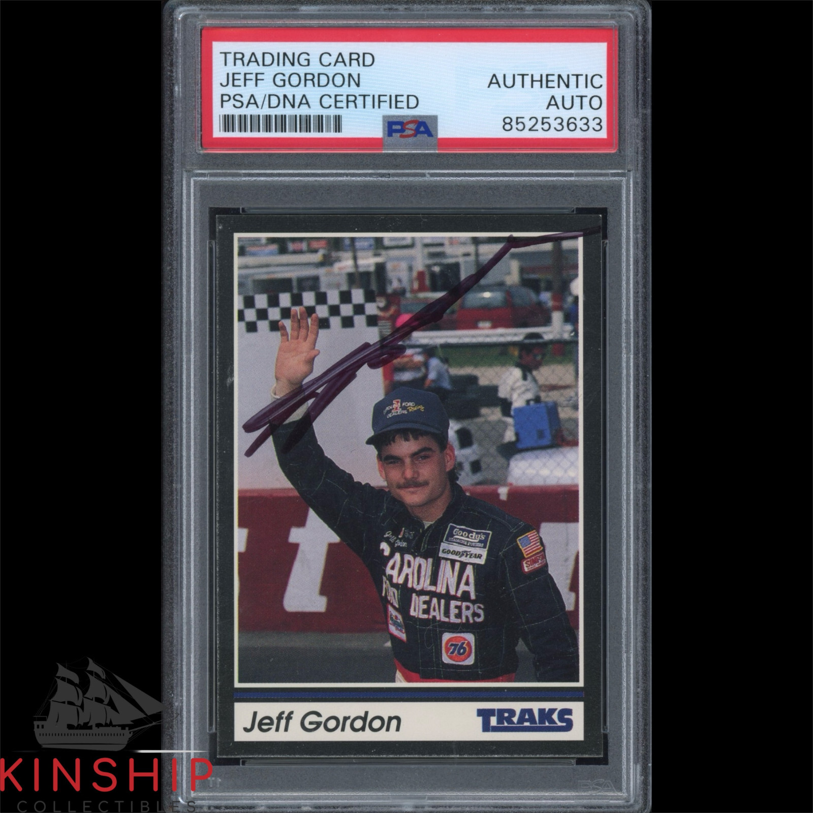 Jeff Gordon signed 1991 Traks Rookie Card PSA DNA Slabbed NASCAR Auto C3311