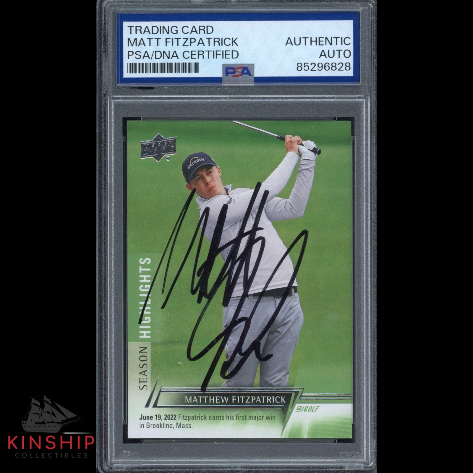 Matt Fitzpatrick signed 2024 Upper Deck Trading Card PSA DNA Slab Golf C3325