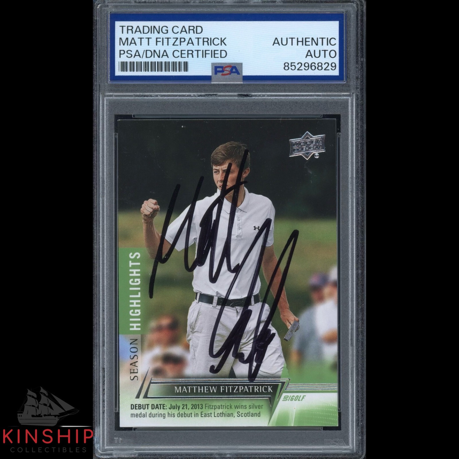 Matt Fitzpatrick signed 2024 Upper Deck Trading Card PSA DNA Slab Golf C3326