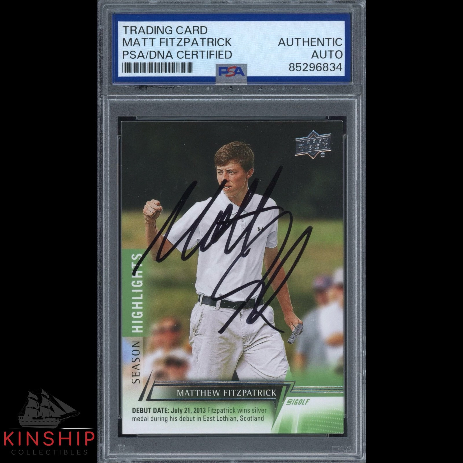 Matt Fitzpatrick signed 2024 Upper Deck Trading Card PSA DNA Slab Golf C3327