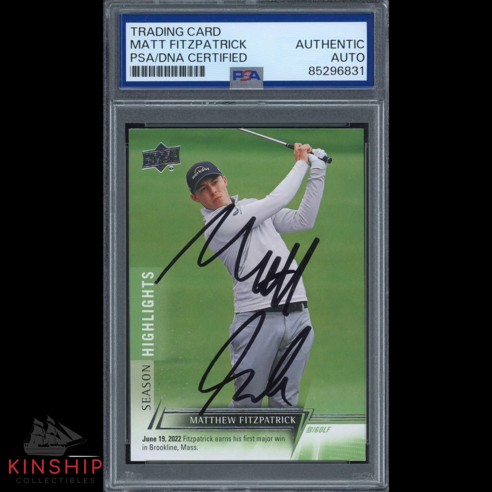 Matt Fitzpatrick signed 2024 Upper Deck Trading Card PSA DNA Slab Golf C3329