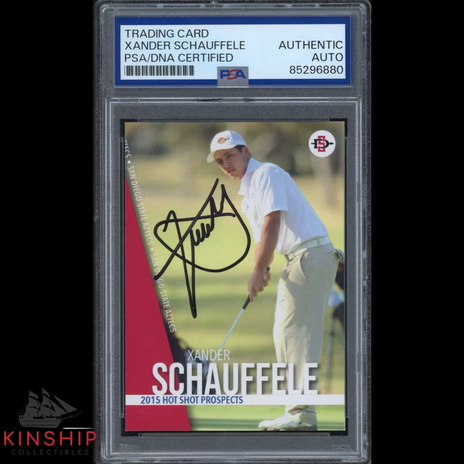Xander Schauffele signed 2015 Hot Shot Rookie Card PSA DNA Masters Auto C3316
