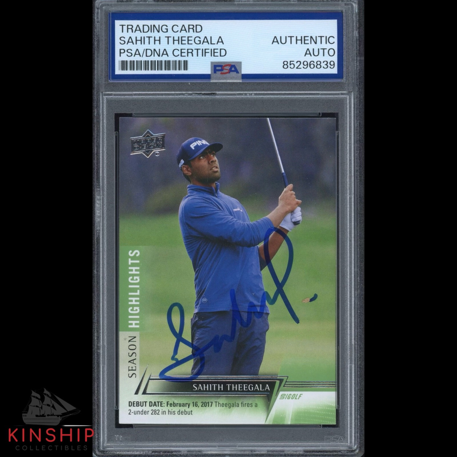 SAHITH THEEGALA SIGNED 2024 UPPER DECK TRADING CARD PSA DNA SLAB GOLF C3334 COLLECTIBLE MEMORABILIA