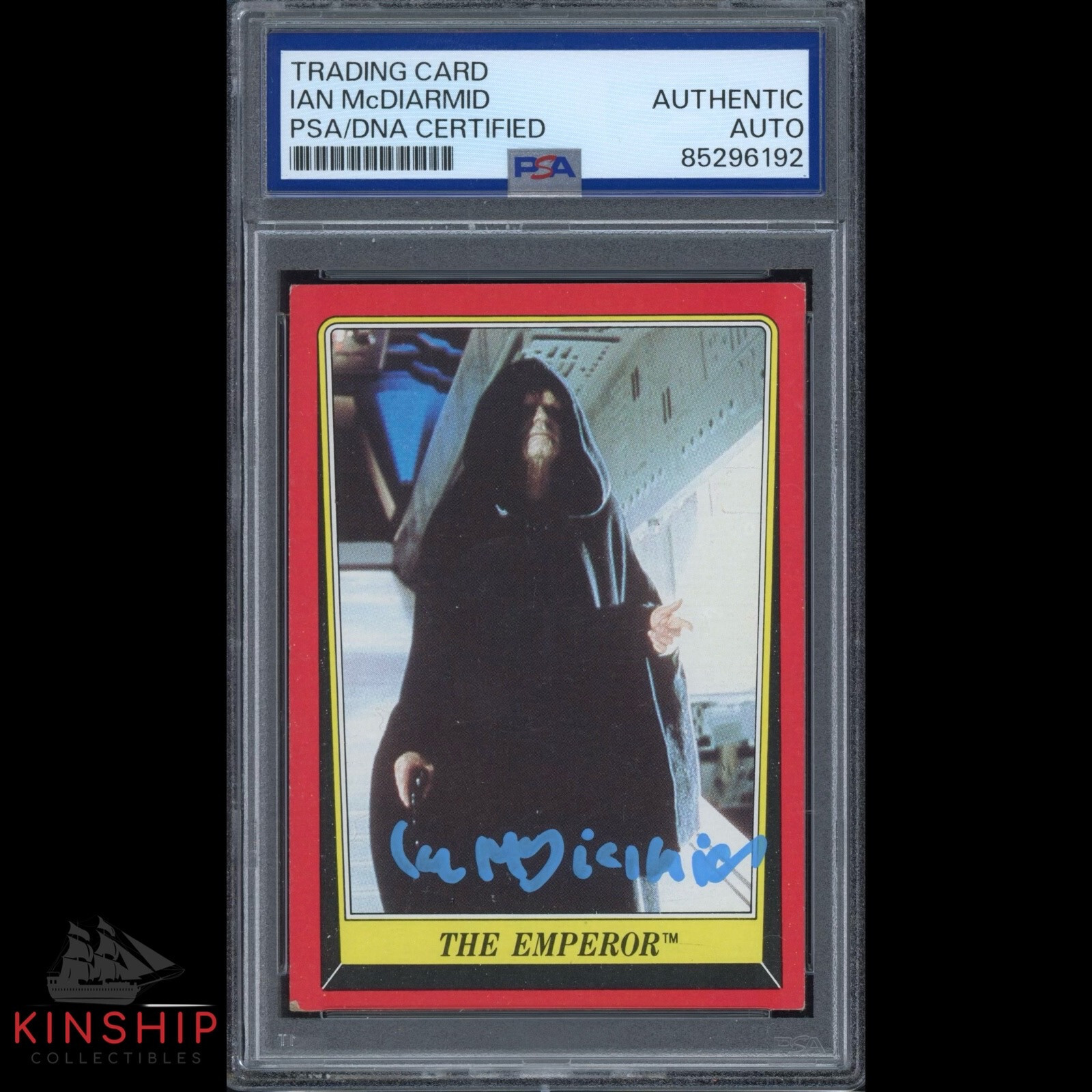 Ian McDiarmid signed 1983 Topps Trading Card PSA DNA Slab Star Wars Auto C3339