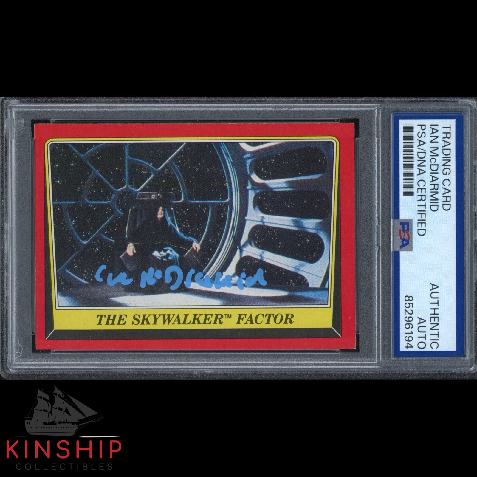 Ian McDiarmid signed 1983 Topps Trading Card PSA DNA Slab Star Wars Auto C3342