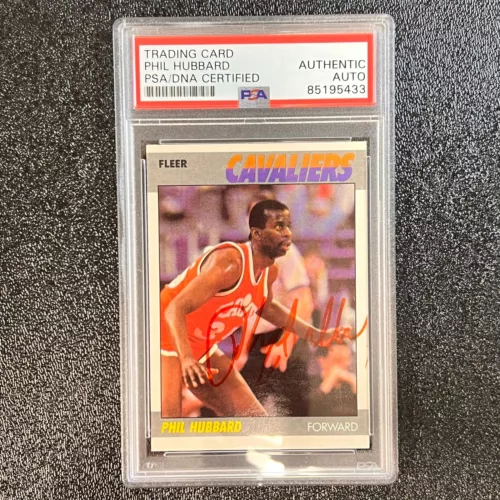 1987-88 FLEER #53 PHIL HUBBARD SIGNED CARD AUTO PSA SLABBED CAVALIERS COLLECTIBLE MEMORABILIA