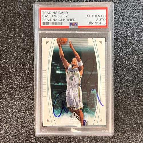 2003-04 UPPER DECK BASKETBALL #56 DAVID WESLEY SIGNED CARD AUTO PSA SLABBED HORN COLLECTIBLE MEMORABILIA