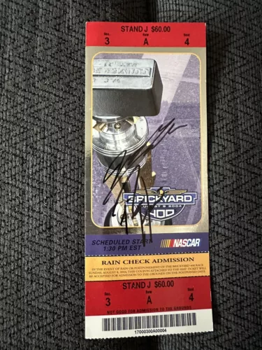 2004 BRICKYARD 400 WINNER JEFF GORDON & RICK HENDRICK SIGNED TICKET STUB NASCAR COLLECTIBLE MEMORABILIA