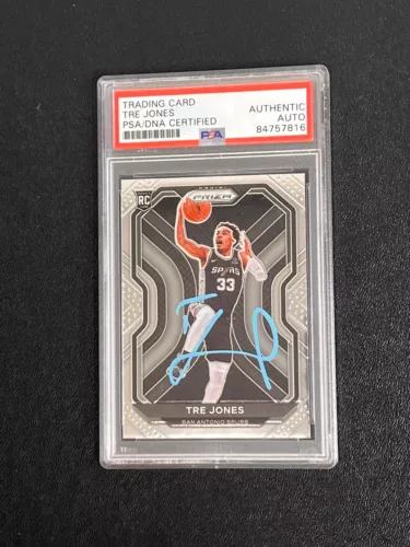 2020-21 PANINI PRIZM #291 TRE JONES SIGNED CARD AUTO PSA/DNA SLABBED RC SPURS COLLECTIBLE MEMORABILIA