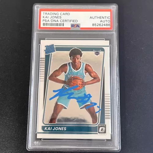 2021-22 PANINI DONRUSS OPTIC RATED ROOKIE #182 KAI JONES SIGNED AUTO PSA SLABBED COLLECTIBLE MEMORABILIA