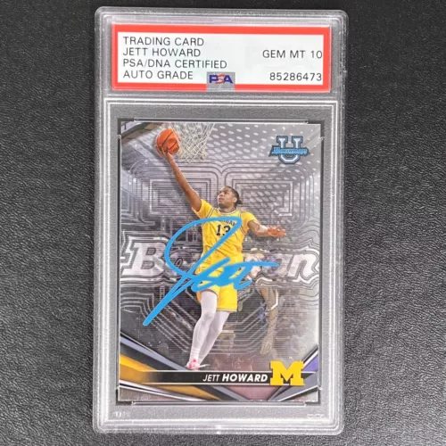 2023 BOWMAN BASKETBALL #3 JETT HOWARD SIGNED CARD AUTO 10 PSA SLABBED RC MICHIGA COLLECTIBLE MEMORABILIA