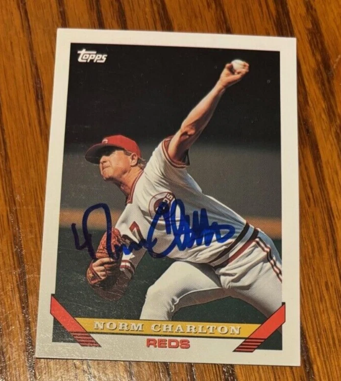 Norm Charlton signed autographed card - 1993 Topps #57 - Cincinnati Reds
