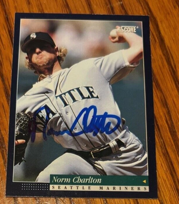 1994 Score #549 Norm Charlton signed autographed card Seattle Mariners