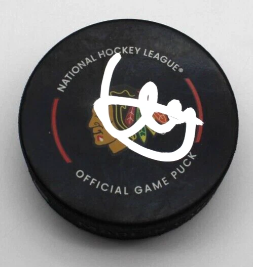Artyom Levshunov Signed Chicago Blackhawks Game Hockey Puck w/PSA DNA AO25933