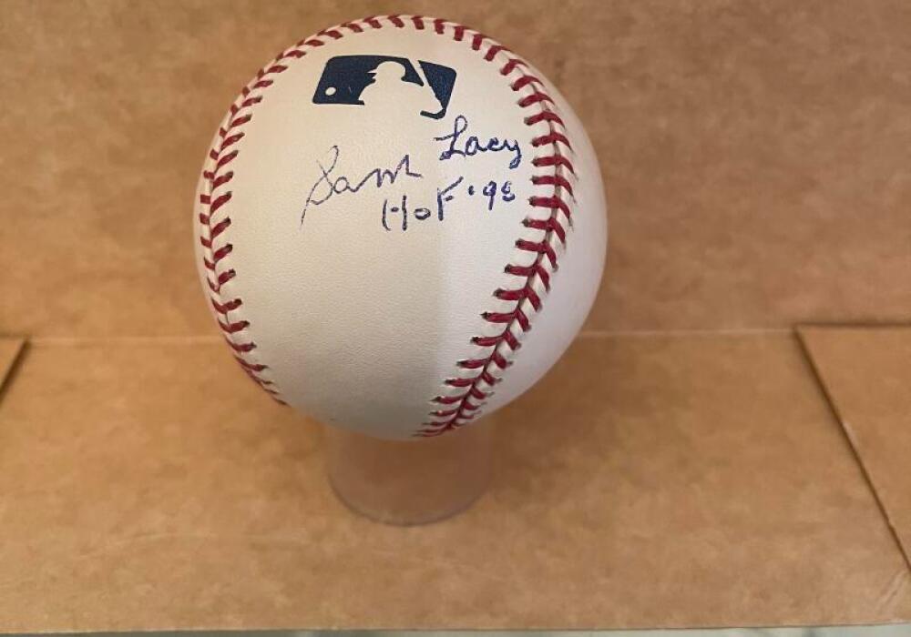 SAM LACY SPORTS WRITER HOF 98 RARE SIGNED AUTOGRAPHED M.L. BASEBALL BECKETT AUTH