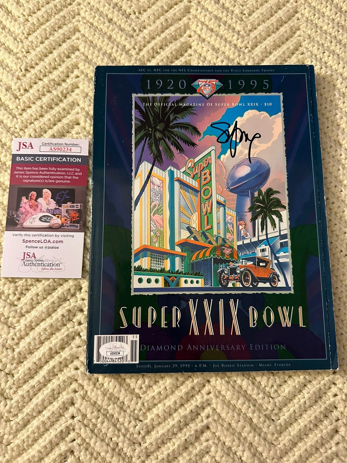 MVP Steve Young signed Super Bowl XXIX Program JSA Authentication COA 1995