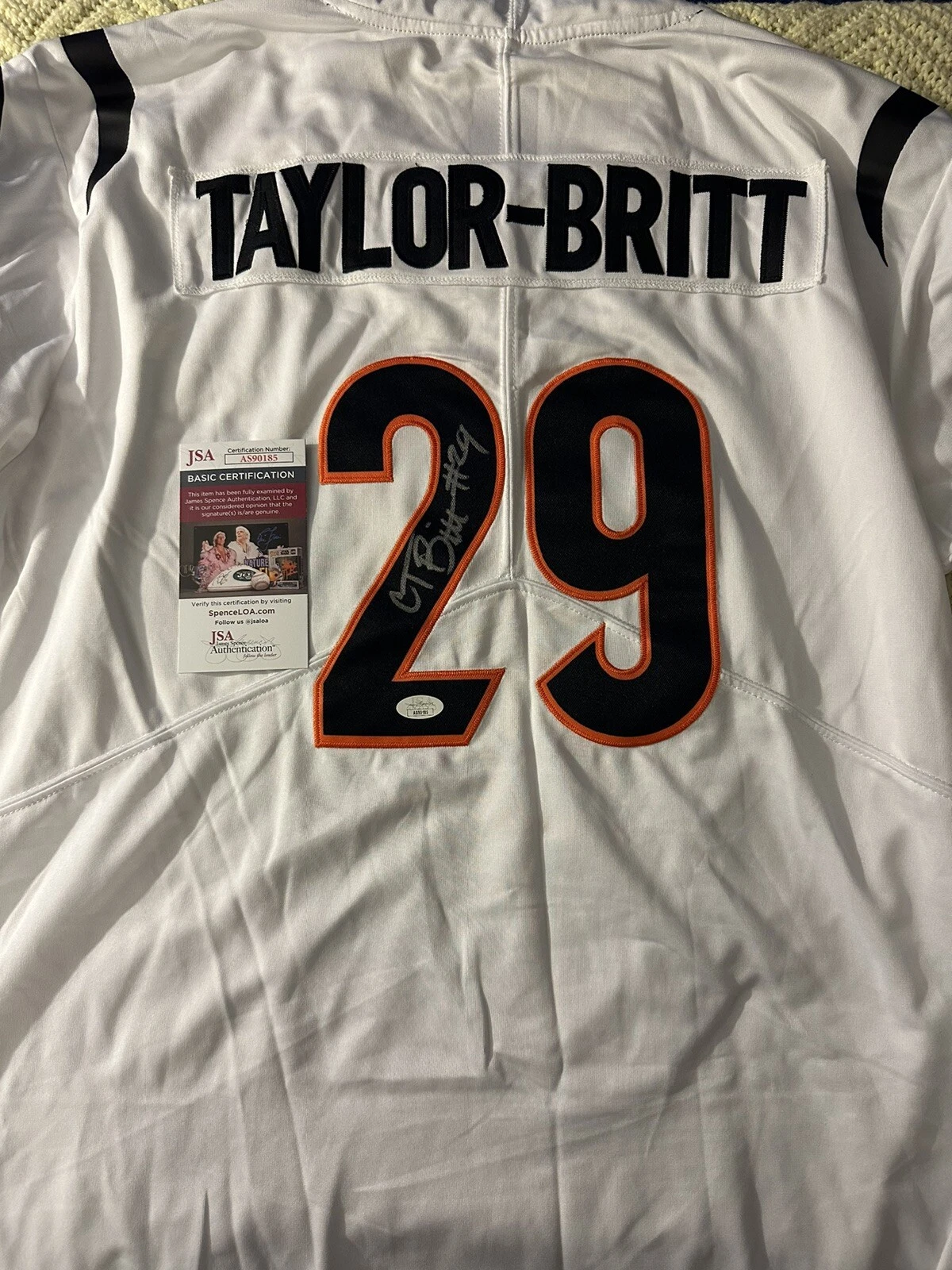 Cam Taylor Britt SIGNED Bengals Jersey Stitched XL JSA Authentication COA