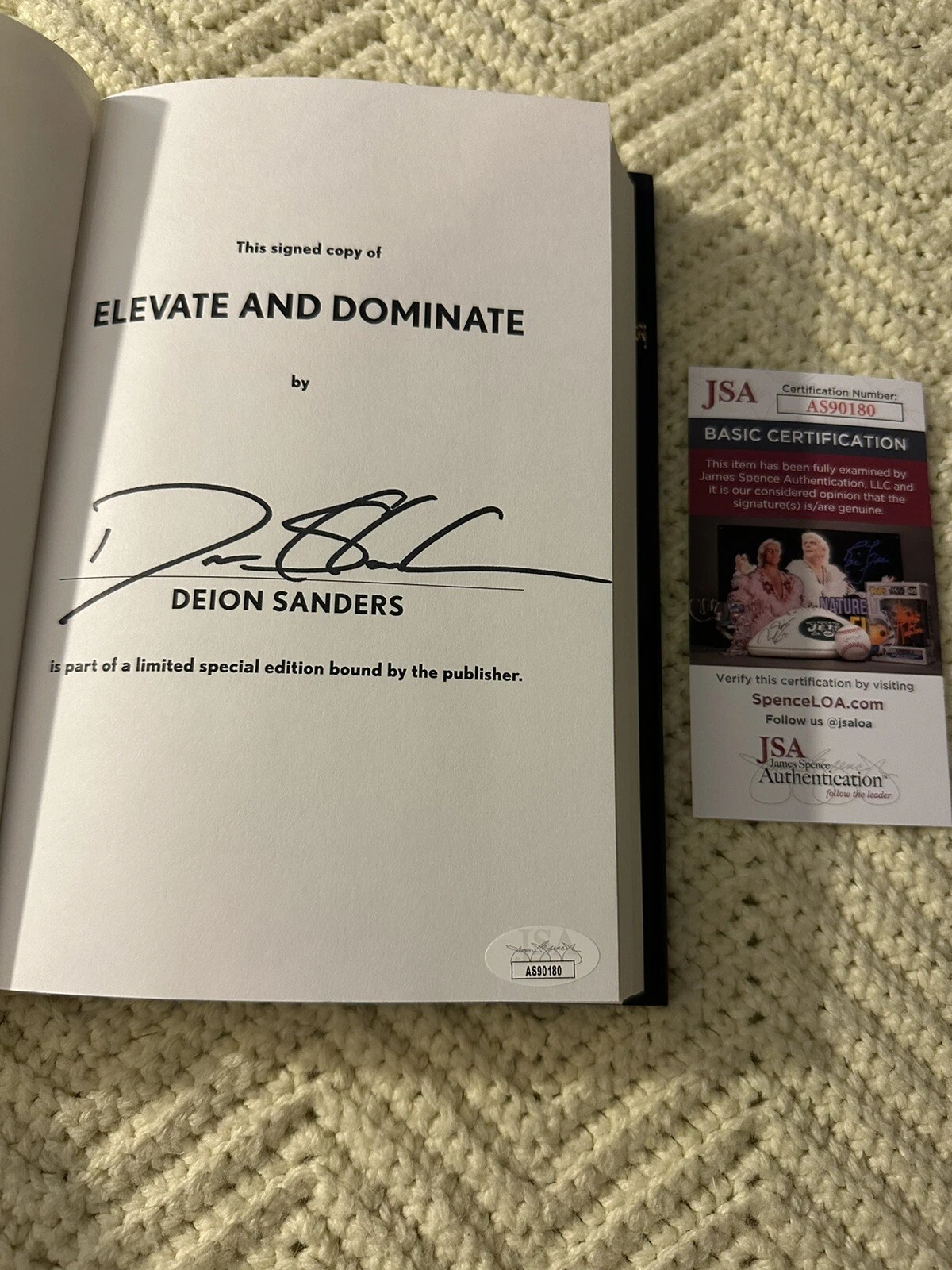 Deion Sanders SIGNED Elevate Dominate Book Hardcover JSA Authenticated COA 2024