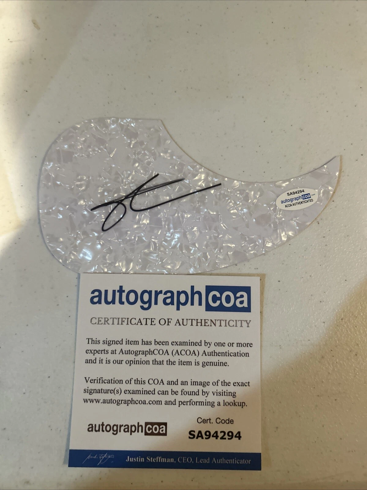 CHASE RICE SIGNED AUTOGRAPH ACOUSTIC PICKGUARD ACOA GUITAR EYES ON YOU
