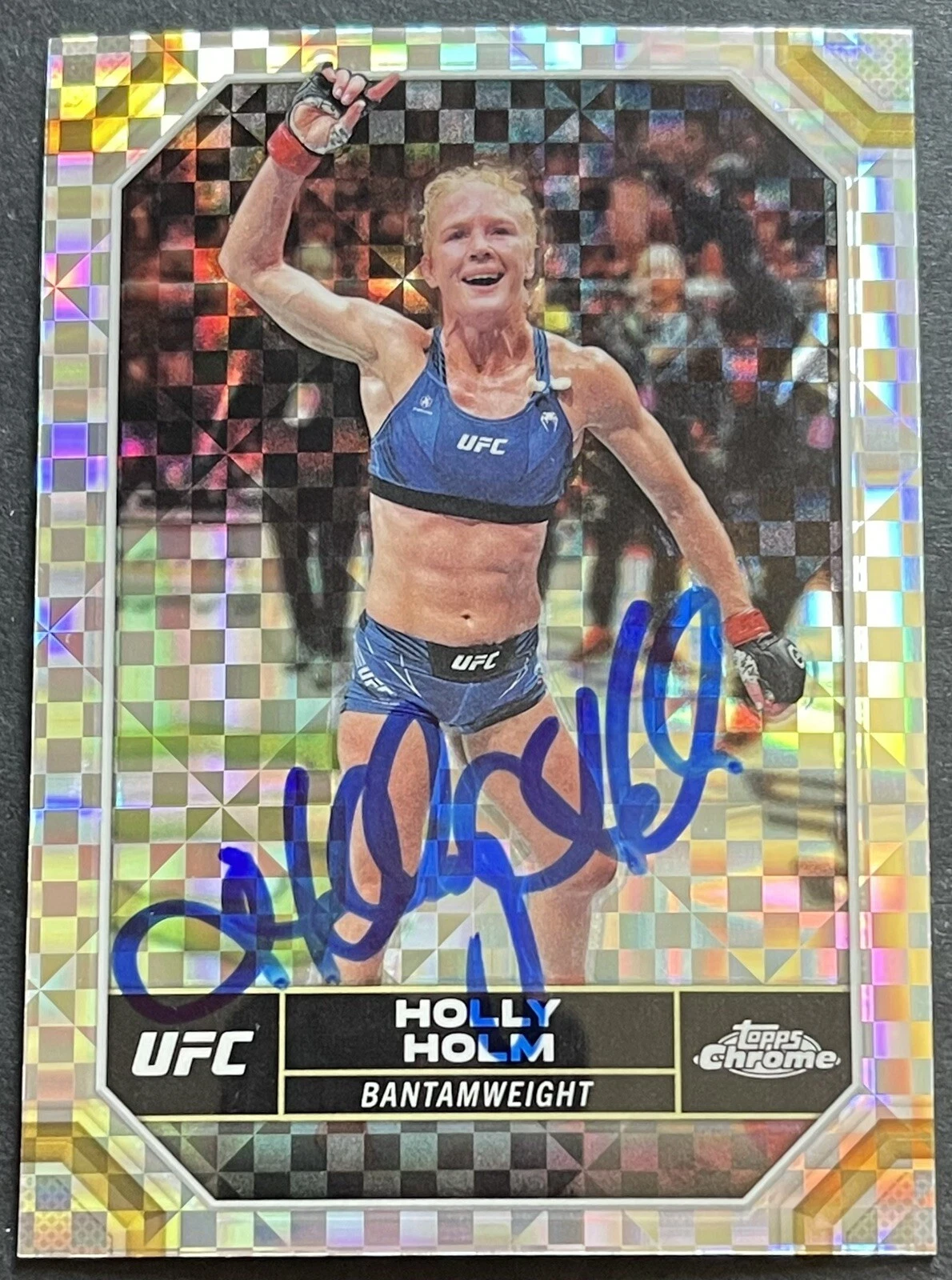 Holly Holm Signed Autographed 2024 Topps Chrome X-Fractor UFC Card Beckett Coa