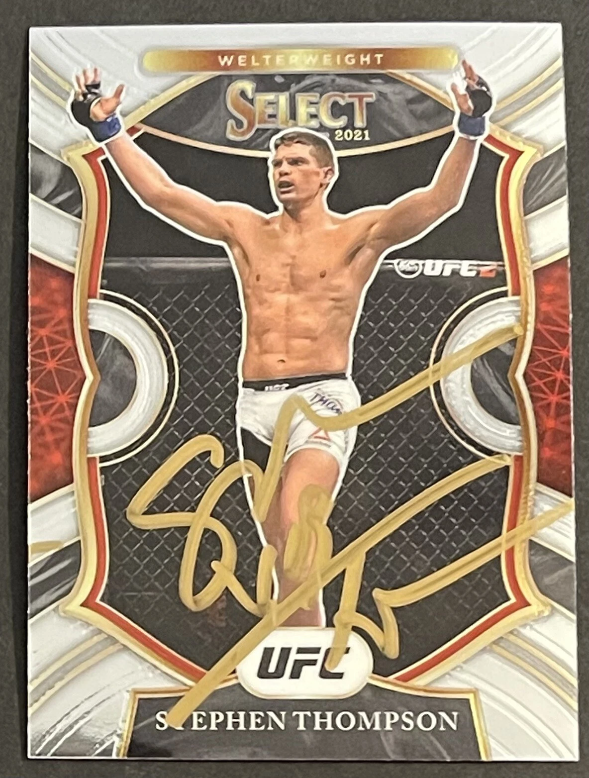STEPHEN THOMPSON SIGNED 2021 SELECT UFC FIGHTER AUTO ON CARD BECKETT COA COLLECTIBLE MEMORABILIA