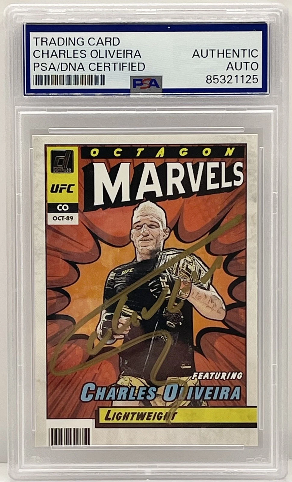 Charles Oliveira Signed 2022 Donruss Octagon Marvels UFC Card PSA/DNA Slabbed
