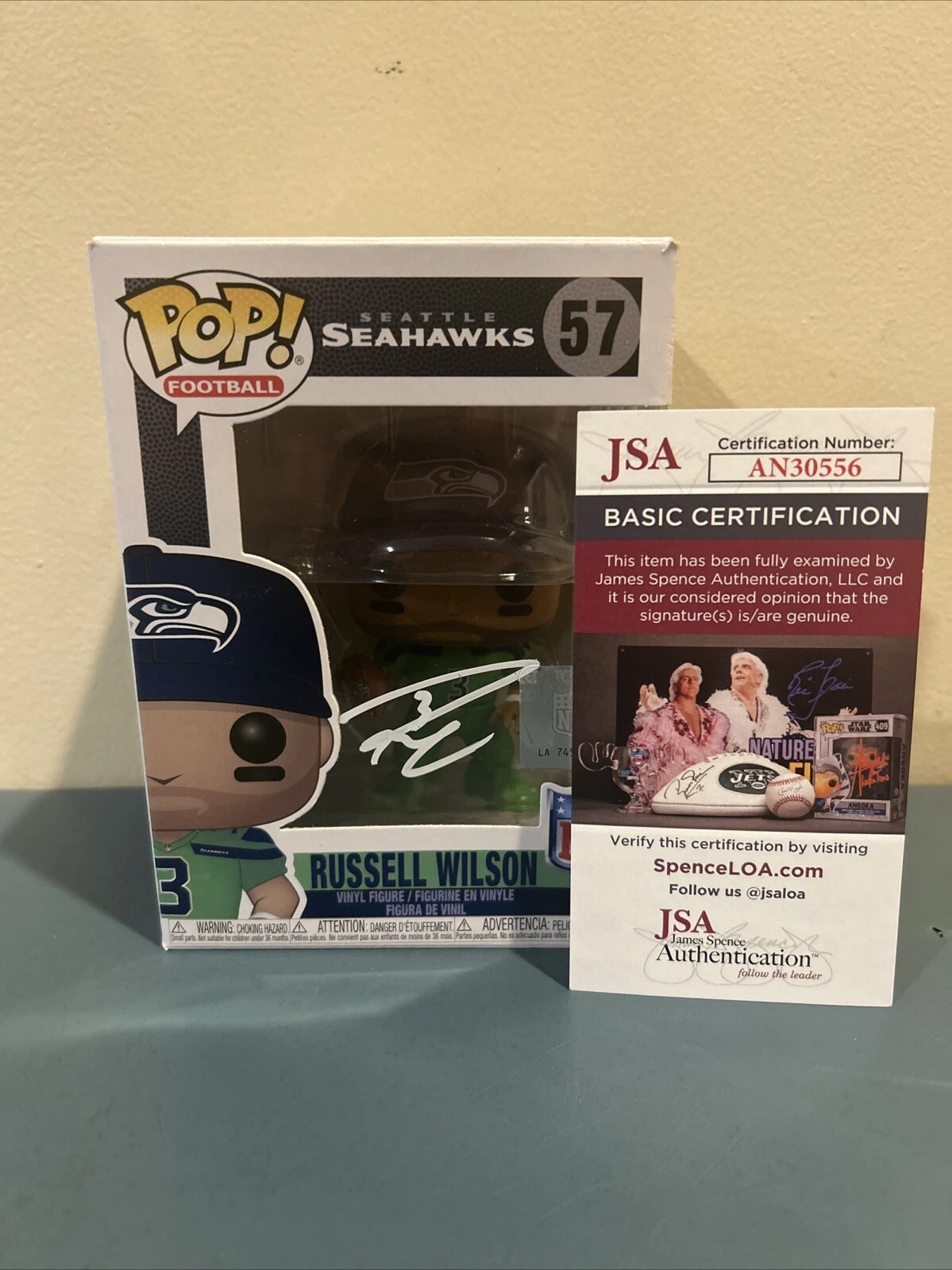 SEATTLE SEAHAWKS- RUSSELL WILSON SIGNED AUTOGRAPH FUNKO POP FIGURE JSA COA
