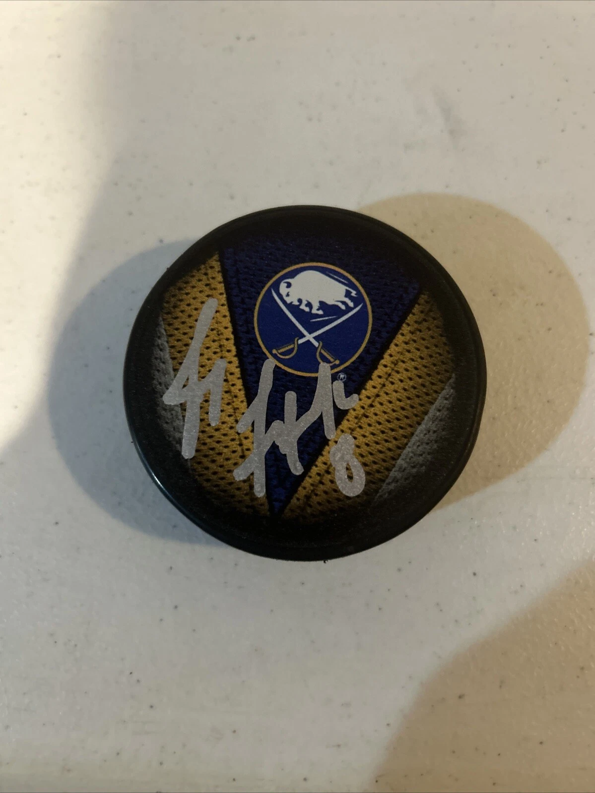 BUFFALO SABRES- RORY FITZPATRICK SIGNED AUTOGRAPH HOCKEY PUCK COA NHL
