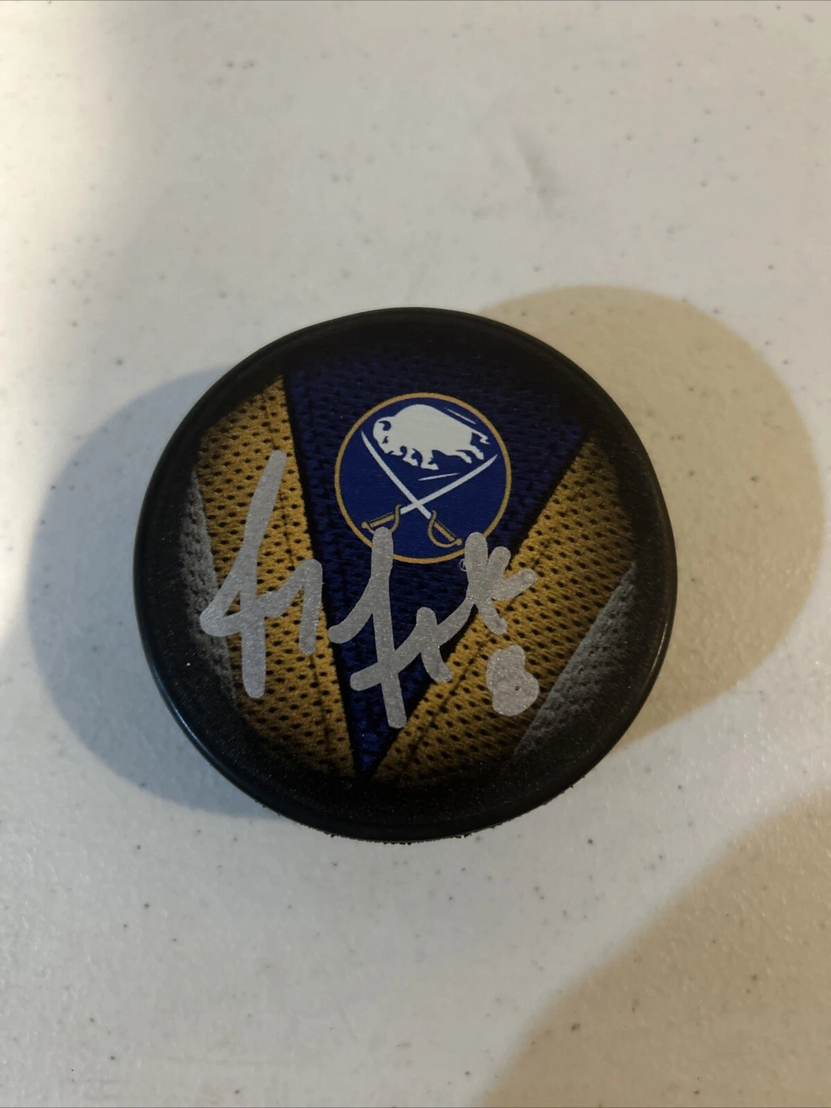 BUFFALO SABRES- RORY FITZPATRICK SIGNED AUTOGRAPH HOCKEY PUCK COA NHL
