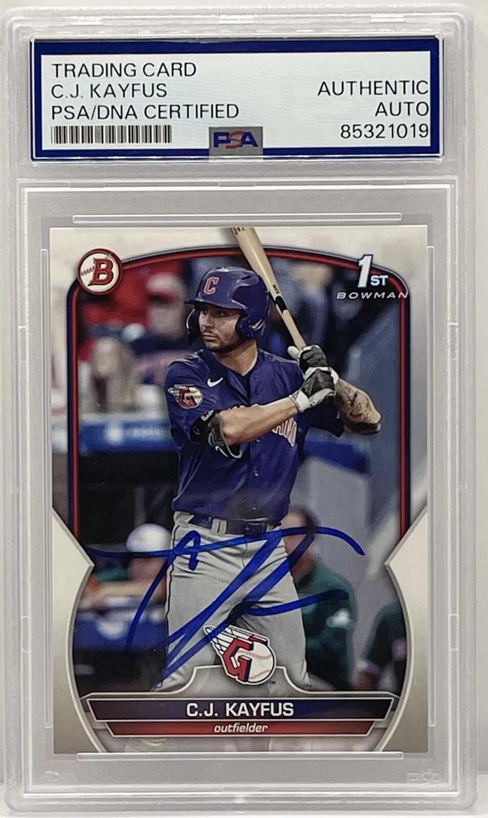 CJ C.J Kayfus Signed Autographed 2023 Bowman 1st Rookie Guardians PSA/DNA Slab