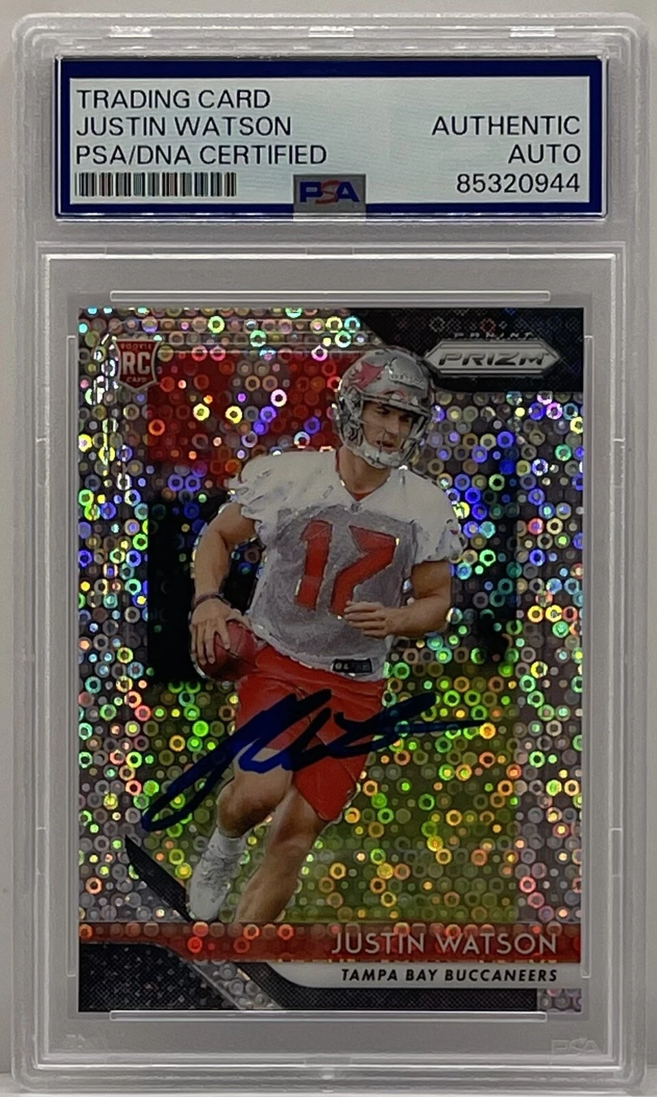 Justin Watson Signed 2018 Panini Prizm Disco Rookie Card PSA/DNA Slabbed Chiefs