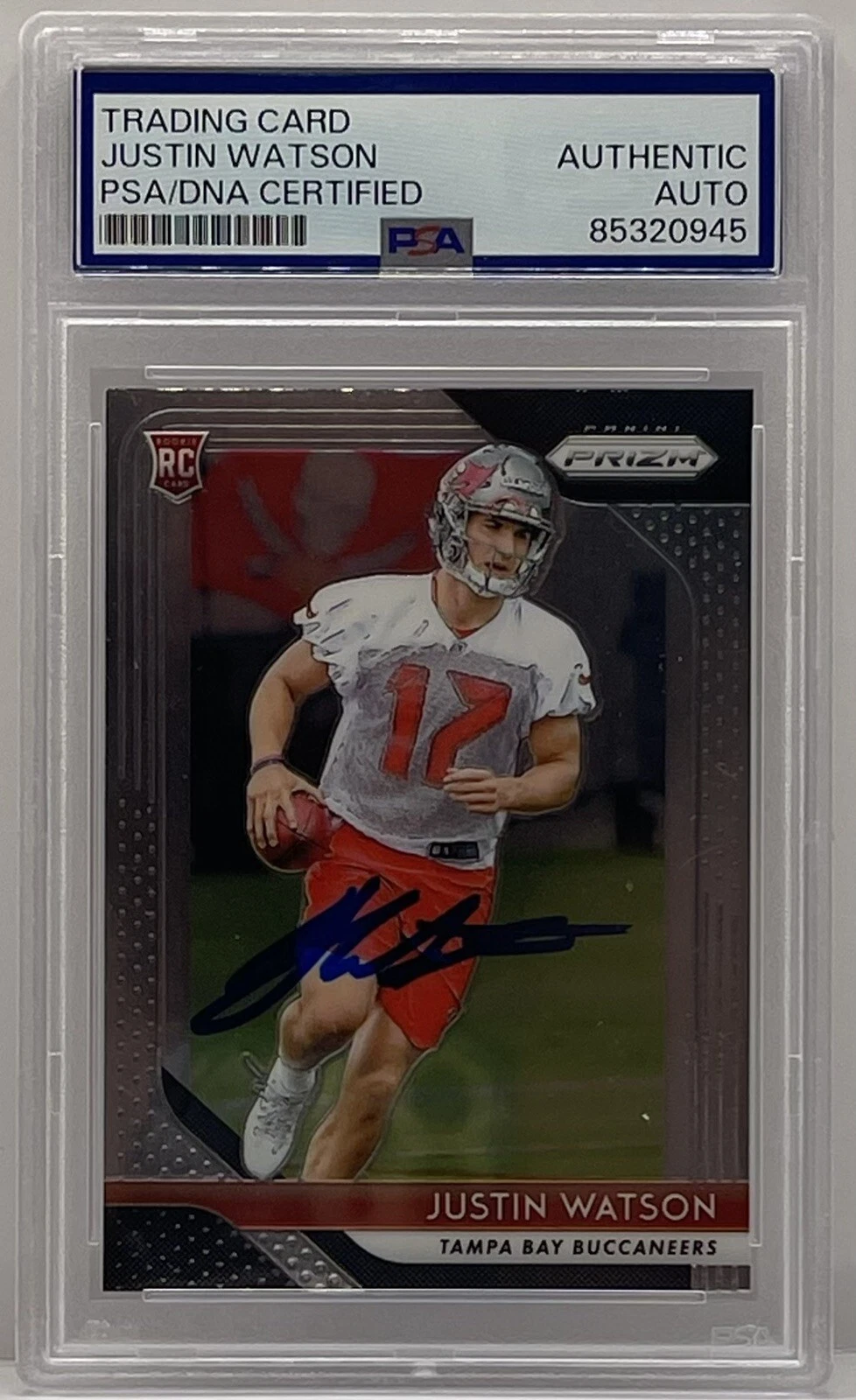 Justin Watson Signed 2018 Panini Prizm Rookie Card PSA/DNA Slabbed Chiefs