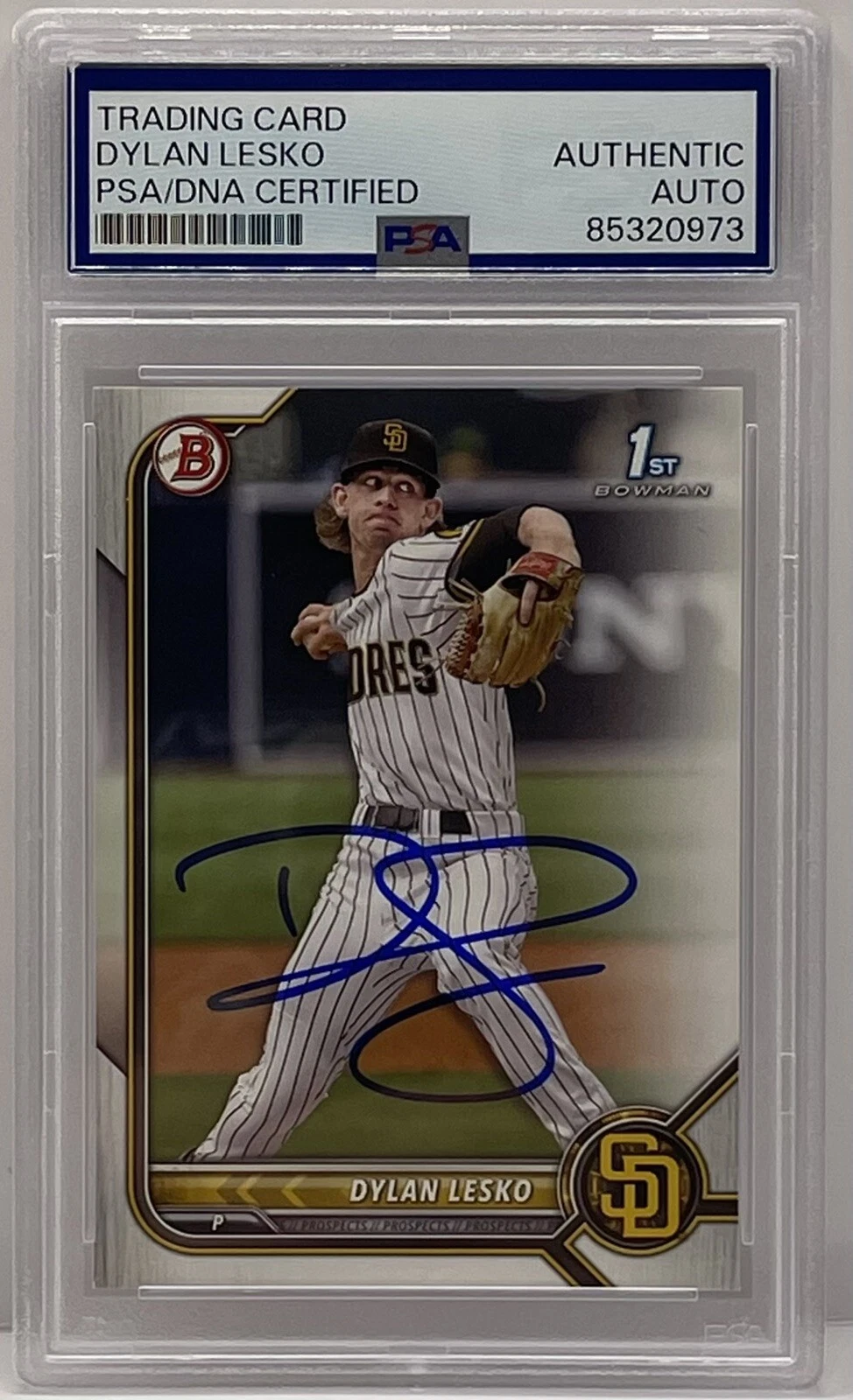 Dylan Lesko Signed Autographed 2022 Bowman 1st Rookie Card PSA/DNA Slabbed
