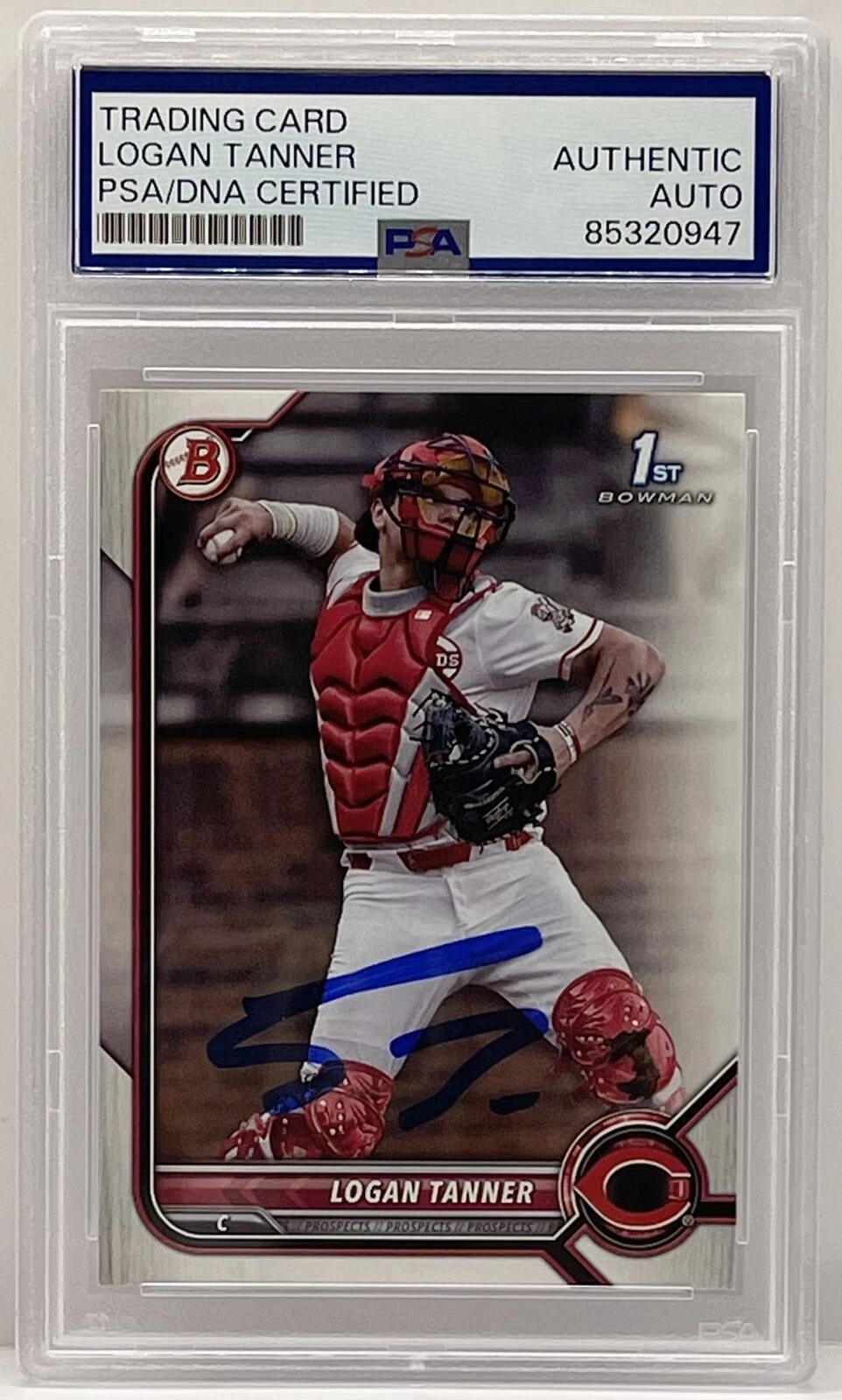 Logan Tanner Signed Autographed 2022 Bowman 1st Rookie Card PSA/DNA Slabbed