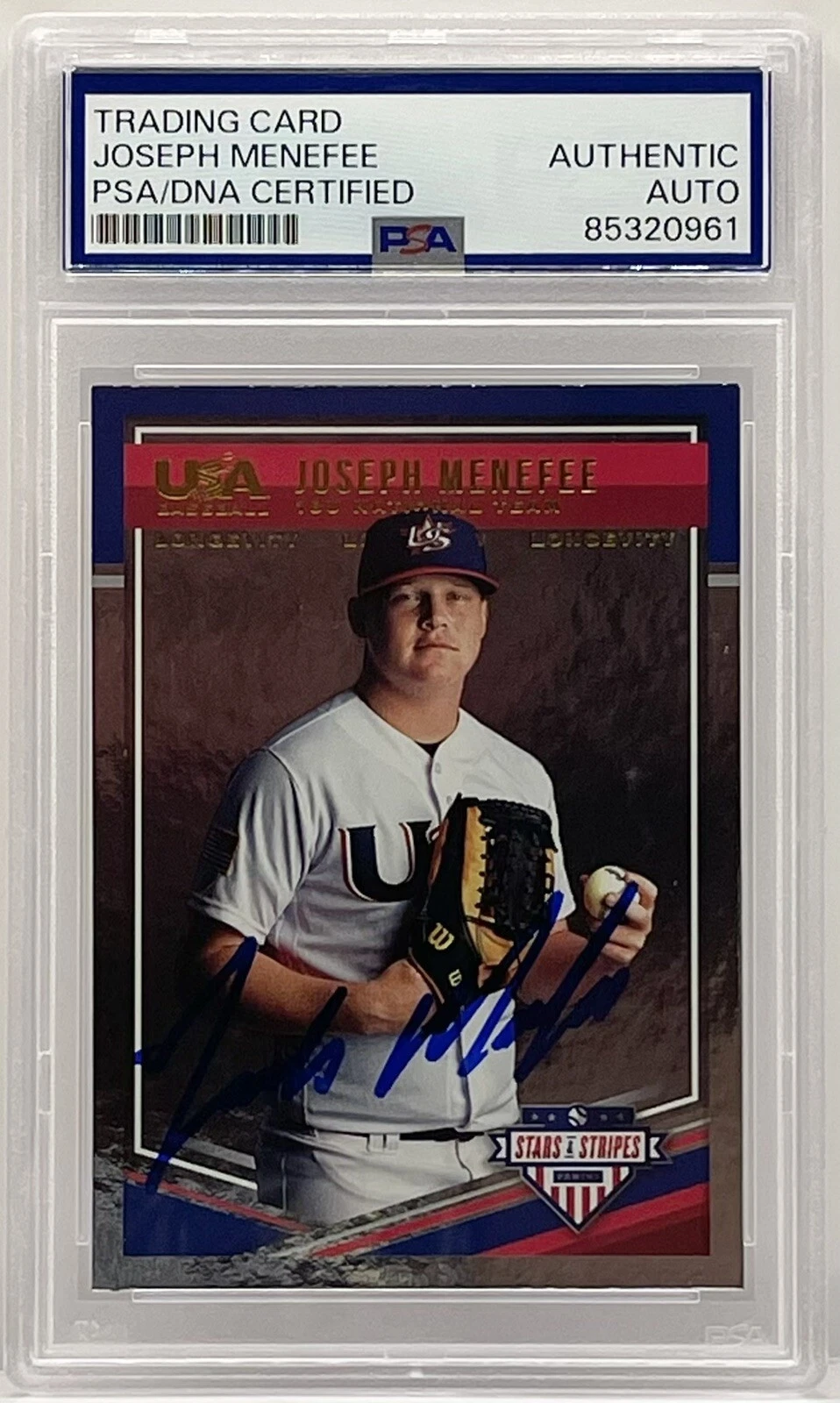 Joseph Menefee Signed 2018 Team USA Stars & Stripes Rookie PSA/DNA Slabbed Reds