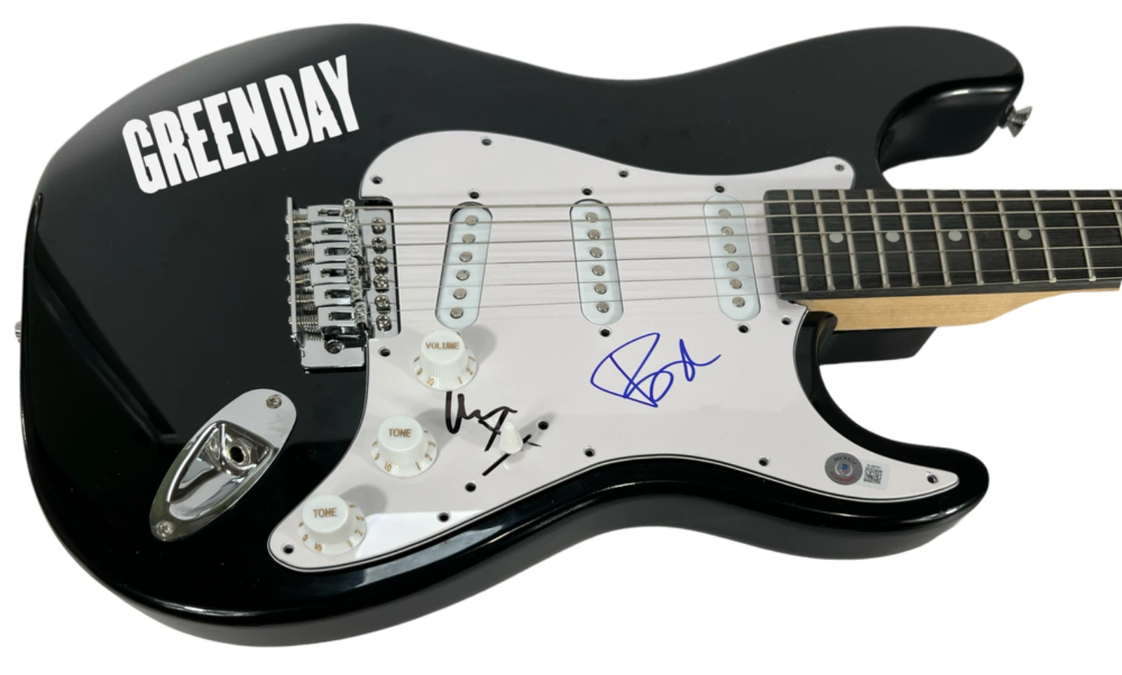 Billie Joe Armstrong & Mike Dirnt Green Day Signed Electric Guitar BECKETT COA