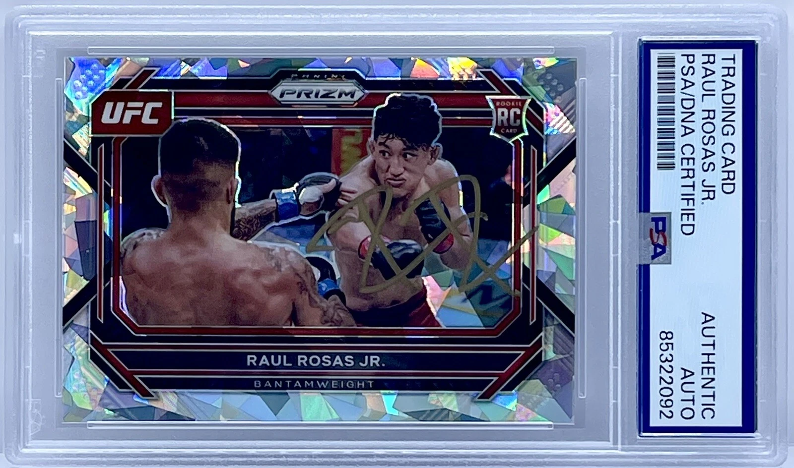 Raul Rosas Jr Signed Auto 2023 Prizm Cracked Ice UFC Rookie Card PSA/DNA Slabbed